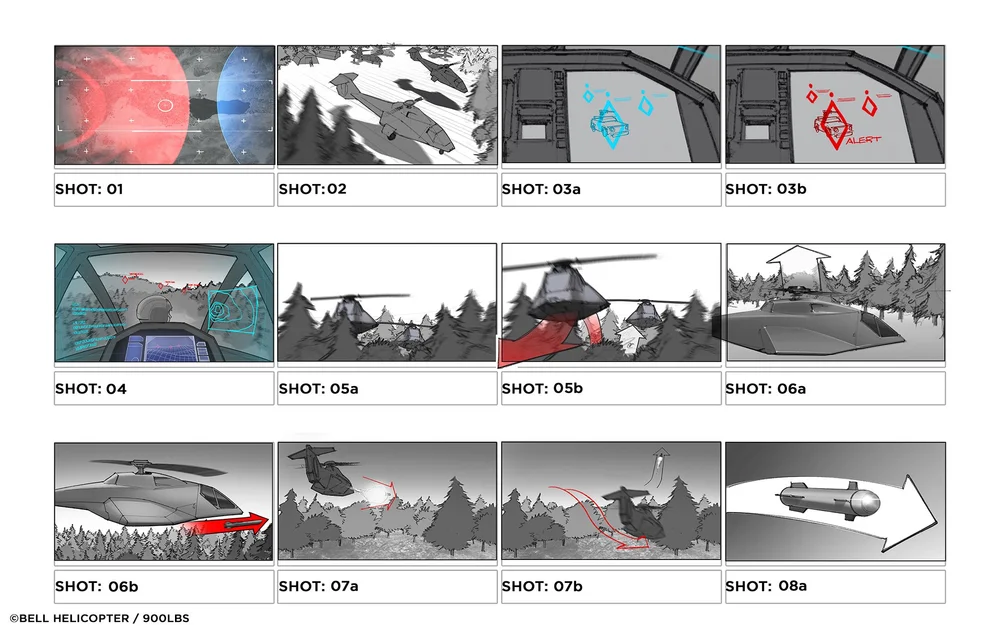 Bell V-280 campaign storyboard and cinematic sequence planning