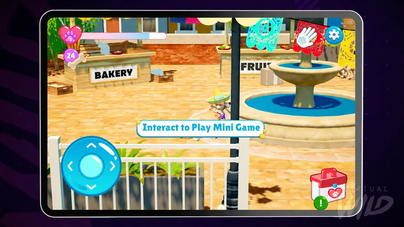 CHRISTUS game interface with accessible touch controls