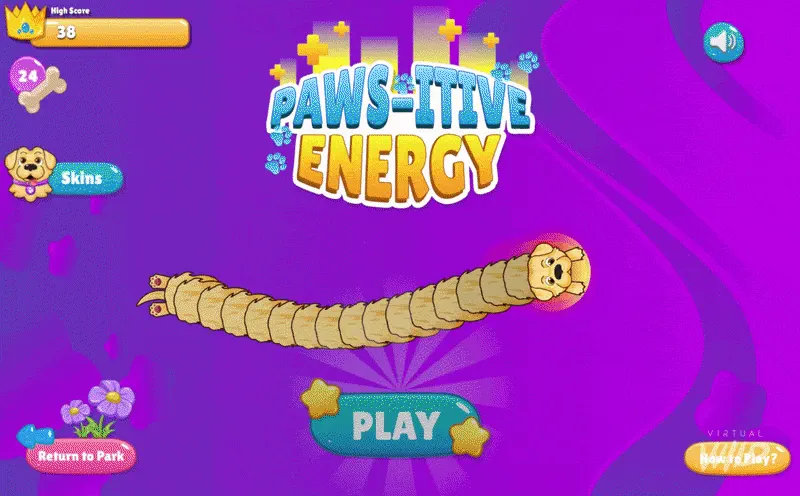 Paws-itive Energy snake mini-game