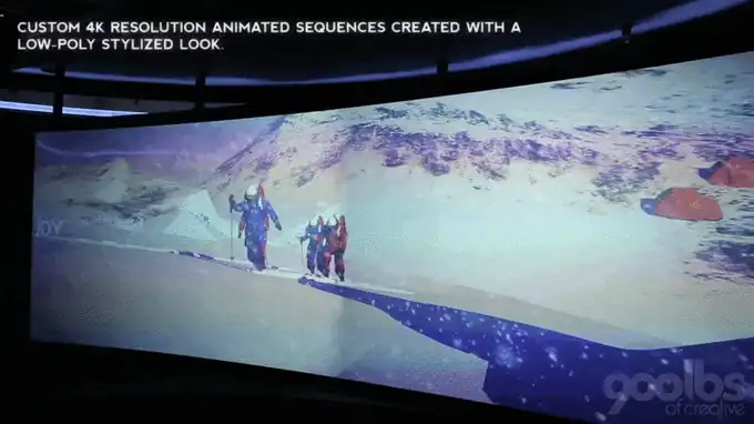 Animated HPE Elevation content spanning the immersive projection environment