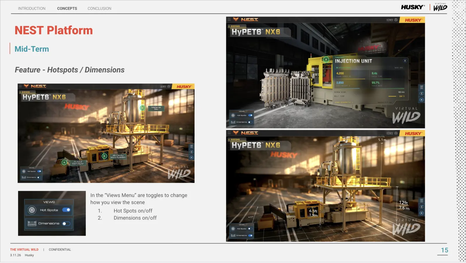 N.E.S.T. interactive hotspots and product dimensions