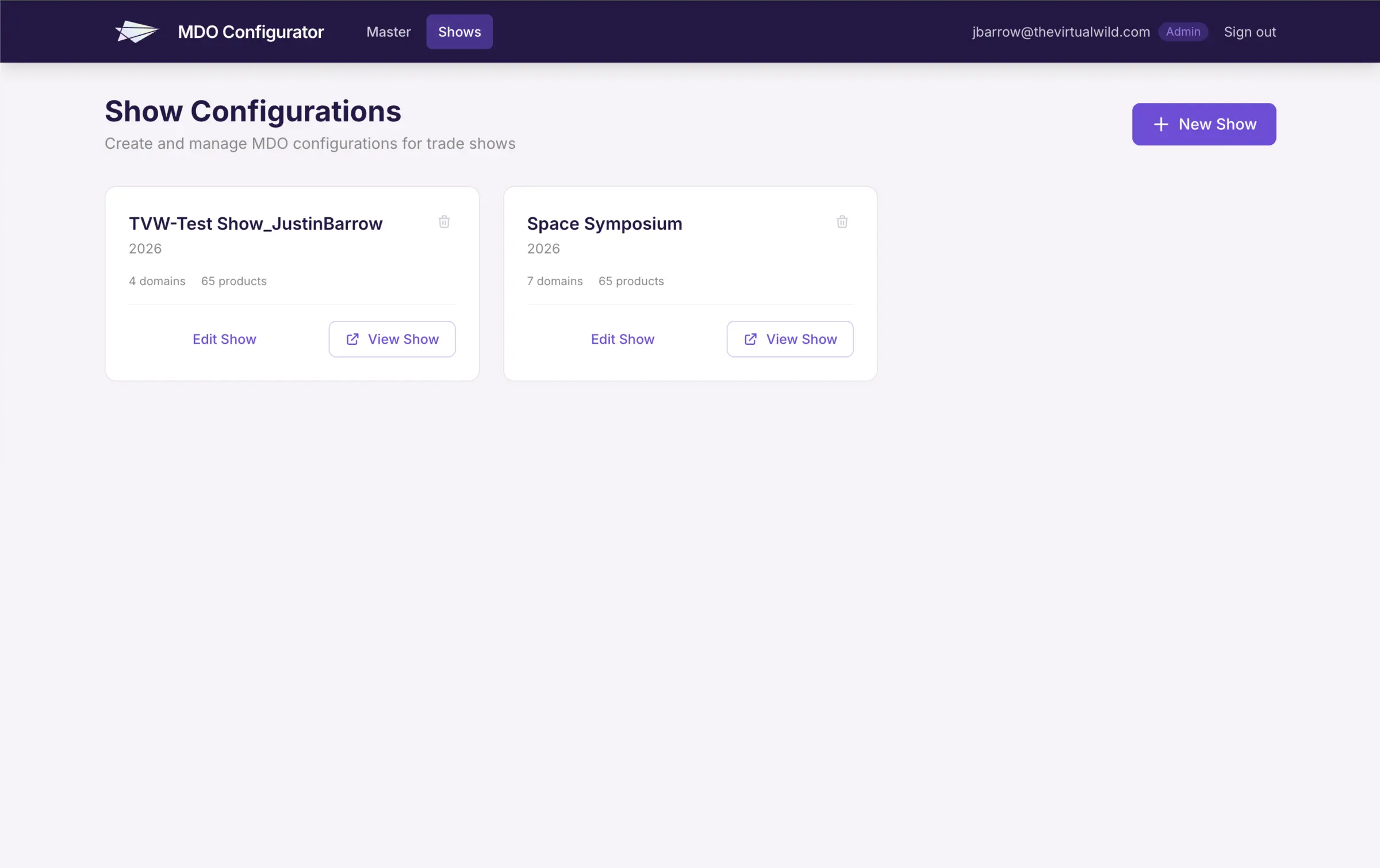 Show configuration interface for the Leidos defense content platform