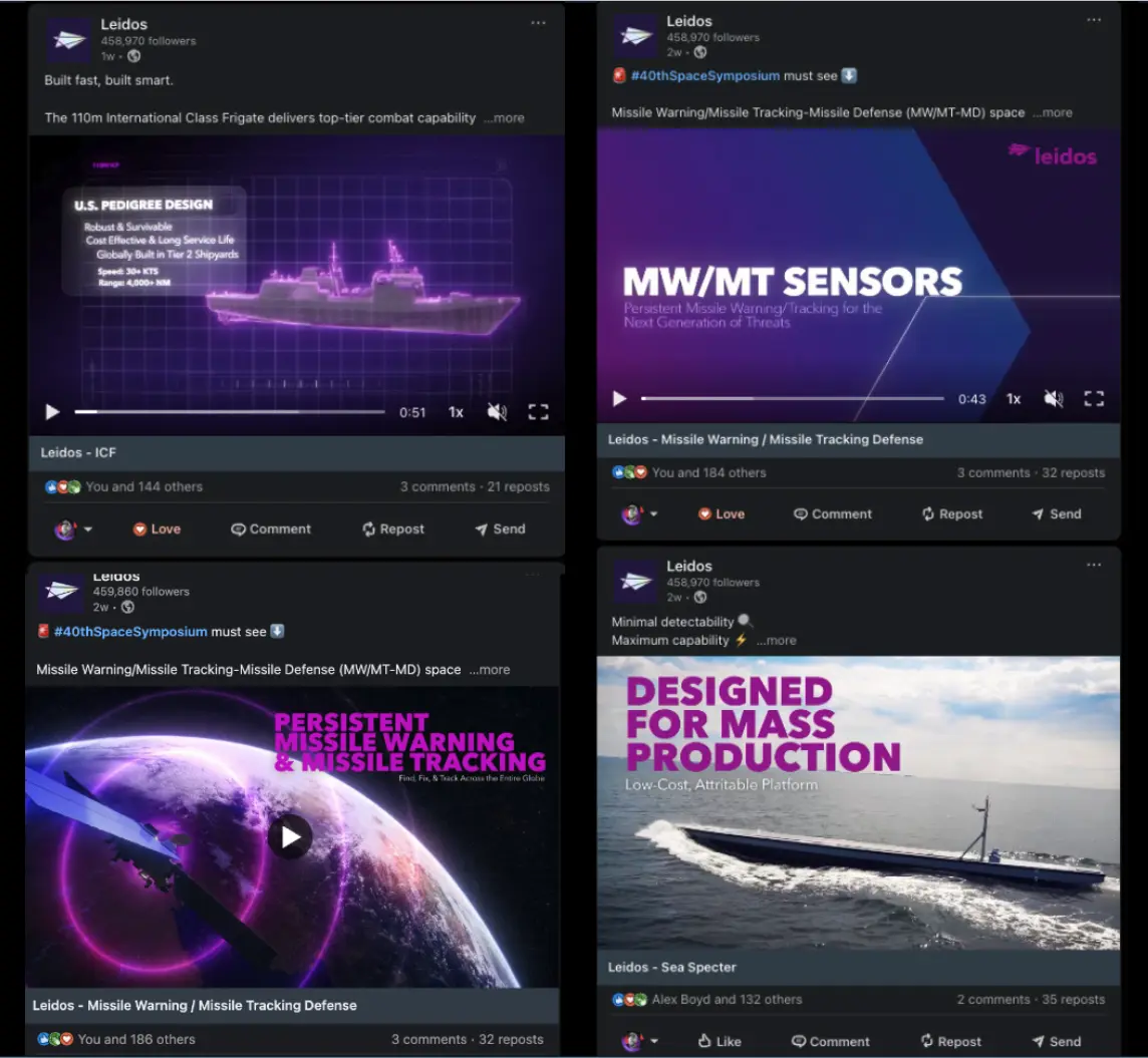 Social campaign extensions created from Leidos defense product assets