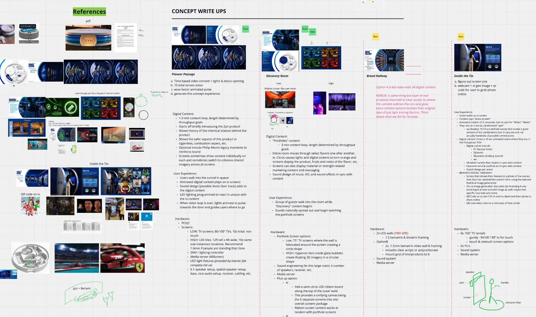 A broad canvas of creative references, concepts, and interface explorations