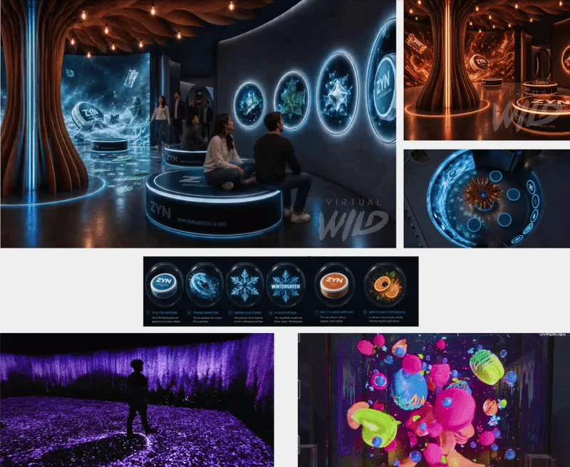 Animated progression from creative exploration to a selected immersive direction